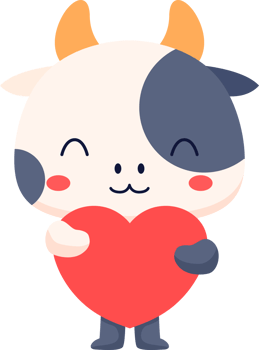 Cute Dairy Cow Hugging Valentine Heart Illustration png