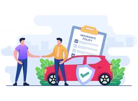 Vehicle insurance flat illustration, Man purchases car insurance policy from agent, Auto insurance, Car safety, assistance and protection concept for, ui, web design, landing page, infographic vector