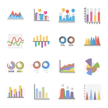 Business Data Graph and Charts Flat Icons vector