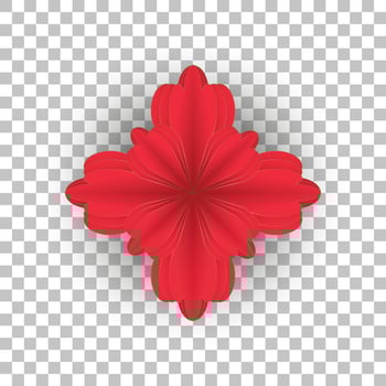 Vector red flower transparent, red paper cut flower for Happy Chinese new year background vector, illustration, used for Chinese pattern, banner, website.
