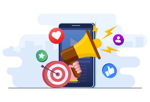 Digital marketing concept flat illustration, Social media campaign, Promotion, E-commerce, Marketing agency vector