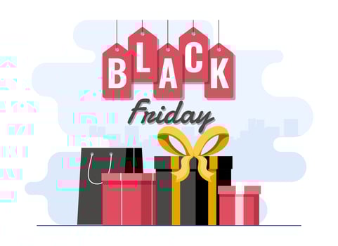 Black Friday big sale concept flat illustration vector template, Online shopping, Big promotion discount