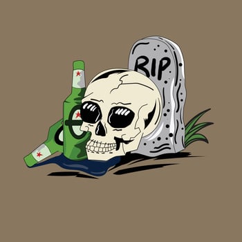 skull illustration about the dangers of drinking alcohol vector