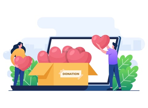 Online donation concept flat illustration concept vector template, Financial support and fundraising concept, Nonprofit organization, Supporting and giving help, Volunteering, Social support