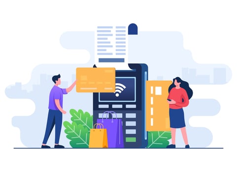 Contactless payment flat illustration vector template, Wireless mobile payment by credit card, Invoice, Shopping concept, Payment machine, Debit card