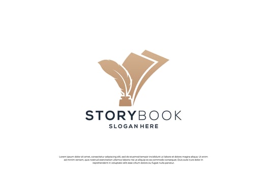 golden book story logo design inspiration vector