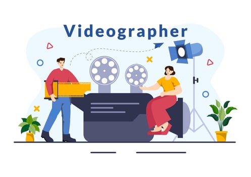 Videographer Services Vector Illustration with Record Video Production, Movie, Equipment and Cinema Industry in Flat Cartoon Background