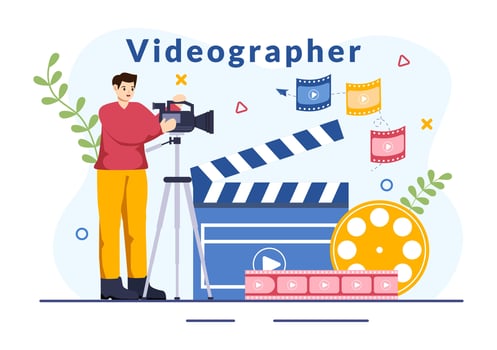 Videographer Services Vector Illustration with Record Video Production, Movie, Equipment and Cinema Industry in Flat Cartoon Background
