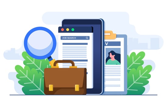 Job hunting, Career opportunities concept flat illustration vector template, Online job advertisement, People looking for a job, Vacancies, Wanted, Hiring