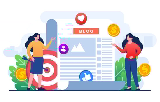 Freelance writer earning money by monetizing blog, Earning from affiliate links, Blog monetization concept flat illustration vector template, Website monetization