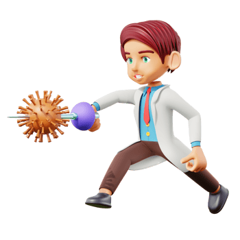 3d illustration male doctor kills coronavirus png