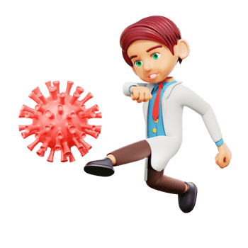 3d illustration male doctor fighting corona virus png