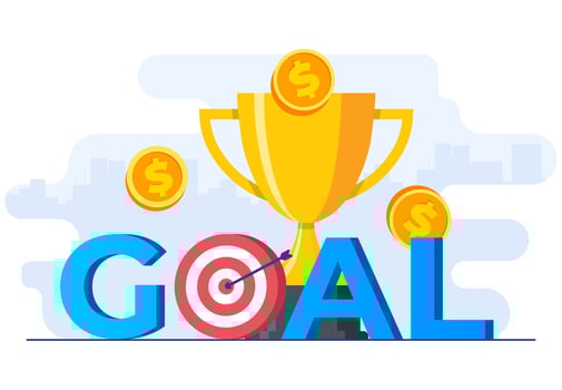 achieving financial goals concept flat vector illustration vector template, Trophy, award and reward, Success