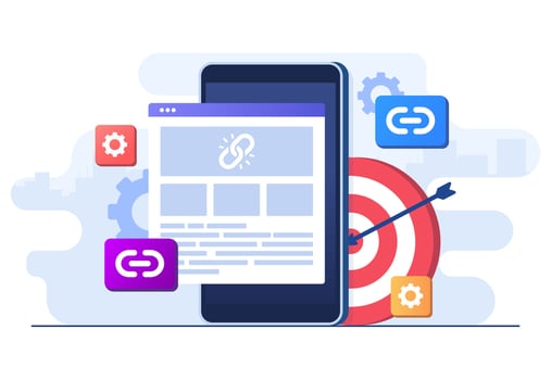 Link management concept flat illustration vector template for website banner, landing page infographic, mobile app, Search engine optimization