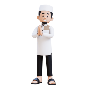 3D Characters of Muslim Man  give salam and welcoming pose perfect for banner, web dan marketing material png