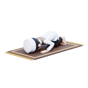 3D Characters of Muslim Man sujud or prostrate in sholat in ramadan perfect for banner, web dan marketing material png