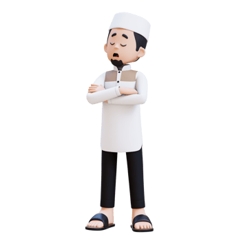 3D Characters of Muslim Man in pose of denial of dissatisfaction perfect for banner, web dan marketing material png