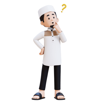 3D Characters of Muslim Man confused and thinking pose perfect for banner, web dan marketing material png