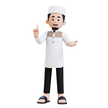 3D Characters of Muslim Man talking and explaining pose perfect for banner, web dan marketing material png