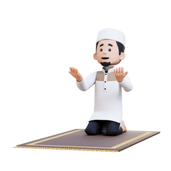 3D Characters of Muslim Man praying in Ramadan kareem perfect for banner, web dan marketing material png