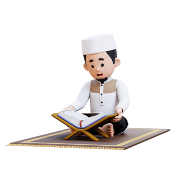 3D Characters of Muslim Man reciting the Koran in Ramadan kareem perfect for banner, web dan marketing material png