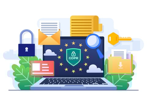 GDPR, General Data Protection Regulation, Network data security, Confidential data protection, Web security,Cyber security technology concept flat illustration for landing page, website banner design vector