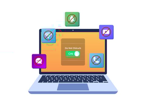 Turn on Do not disturb mode on laptop screen vector