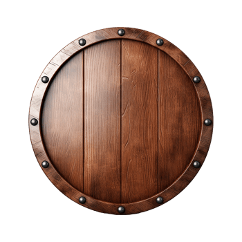 AI generated Round wooden shield set isolated on transparent background png