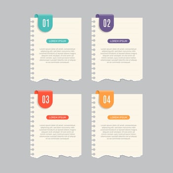Business Infographic with note paper design vector. vector