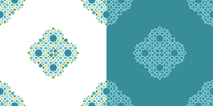Islamic Ornament Design with Pastel and Green Color vector