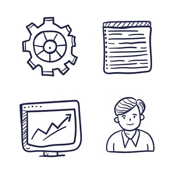 vector set of business concept doodle icons