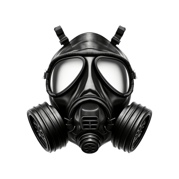 AI generated Gas mask up close isolated on transparent background png