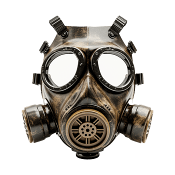 AI generated Gas mask up close isolated on transparent background png