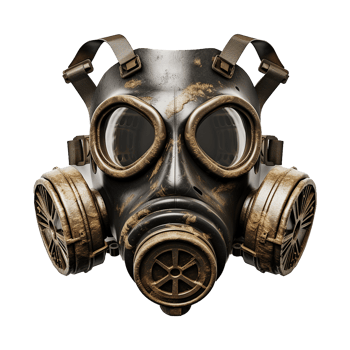 AI generated Gas mask up close isolated on transparent background png