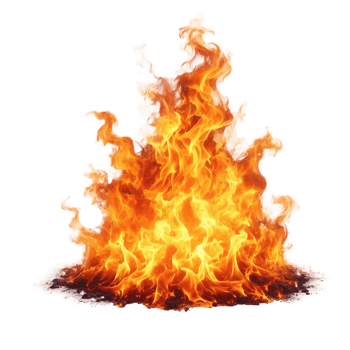 AI generated Flames of burning fire with Bright orange blazing tongues on transparent background. png