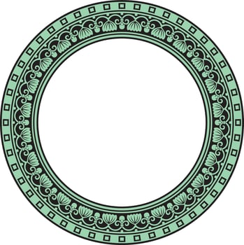 Vector green with black round ornament ring of ancient Greece. Classic pattern frame border Roman Empire.