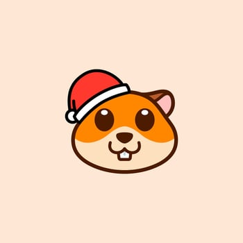 Hamster Wearing Santa Hat Illustration vector