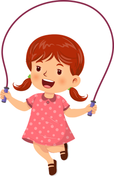 Cute girl playing jump rope png