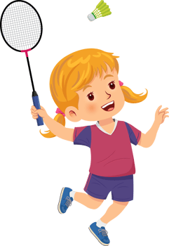 Cute girl playing badminton png