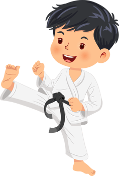 Cute boy playing karate png