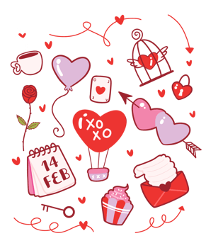 Valentine's Day set with elements png