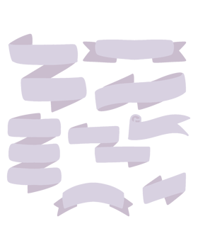 Beautiful light purple banner ribbons set png