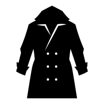 Coat black vector icon isolated on white background