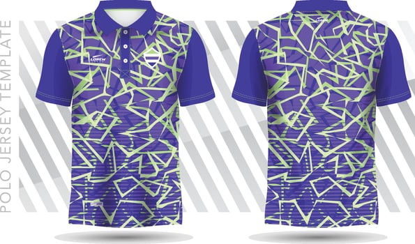 T-shirt Polo blue and green template for soccer jersey, football kit, golf, tennis, sportswear. uniform front and back view. vector