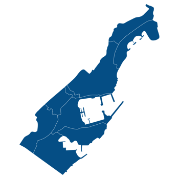 Monaco map. Map of Monaco in administrative provinces in blue color png