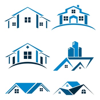Collection of housing business logos. Real estate agent logo. Apartment logo. Construction building vector