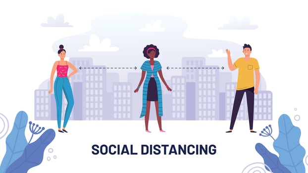 Social distancing, guide protective meter and prevent vector