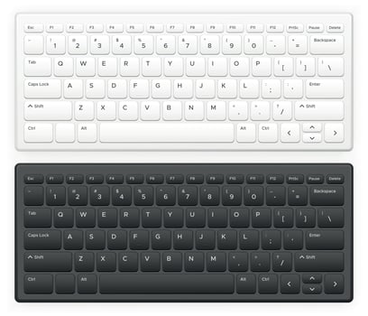 Laptop keyboard. Notebook computer keys with english latin alphabet qwerty buttons keypad Realistic vector isolated template