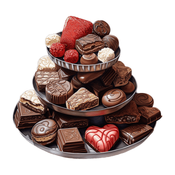 AI generated Cake tower with chocolates and candies. AI generated image png