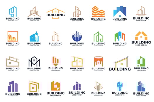 Mega collection of building logo design. Building, architecture, construction logo concept. vector